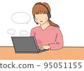 Telework woman (background transparent) 95051155