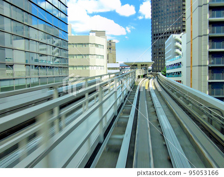 Kansai, Osaka, Kobe Port Liner, Image of urban transportation running between buildings in Sannomiya, Kobe City, Hyogo Prefecture (1) 95053166