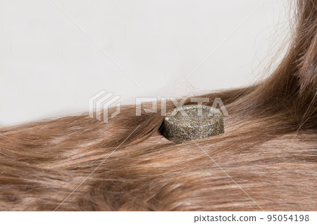 Long women's hair and solid shampoo with natural makeup. Eco-friendly soap without plastic and pollution 95054198