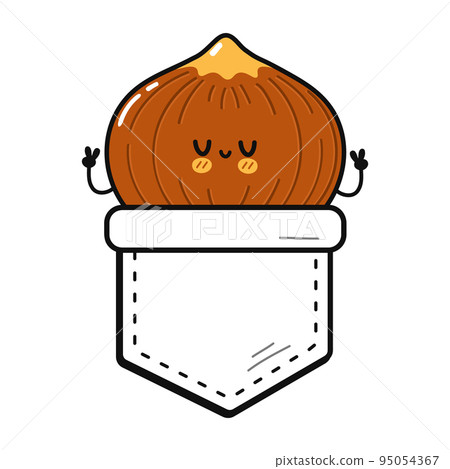 Cute funny hazelnut pocket t-shirt print.Vector cartoon doodle line style character logo illustration design. Isolated white background. Funny cartoon hazelnut print for pocket t shirt Cute funny hazelnut pocket t-shirt print.Vector cartoon doodle line style character logo illustration design. Isolated white background. Funny cartoon hazelnut print for pocket t shirt 95054367