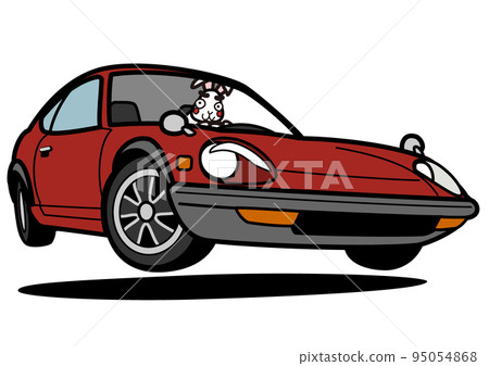 2023年新年賀卡材料兔和懷舊國產跑車 95054868
