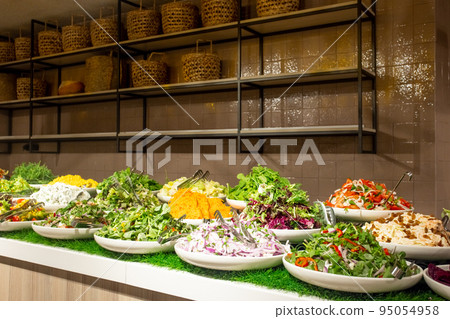 Vegetarian food. Healthy eating. Food industry. Dining table. Healthy meal.Smorgasbord in hotel on vacation Vegetarian food. Healthy eating. Food industry. Dining table. Healthy meal.Smorgasbord in hotel on vacation 95054958