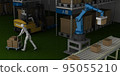 Robots, trolleys and forklifts in factories and distribution sites 95055210