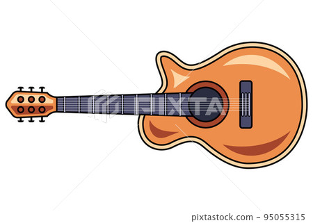 wooden guitar on a white background. studying a musical instrument. wooden guitar on a white background. studying a musical instrument. 95055315