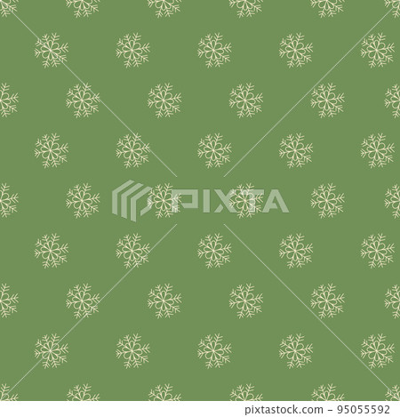 Seamless background with white snowflakes on a green background 95055592