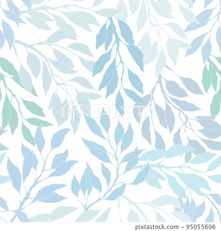 Seamless pattern with blue tree branches and... - Stock Illustration ...