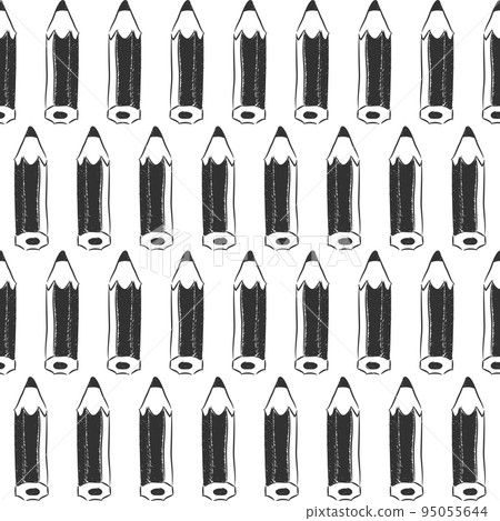 Seamless background black and white sketch pencils 95055644
