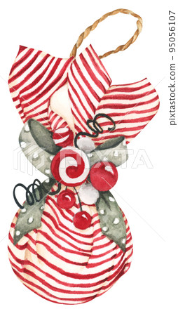 Christmas ball. Watercolor winter holidays. Greeting card, invitation in classic style. Christmas ball. Watercolor winter holidays. Greeting card, invitation in classic style. 95056107