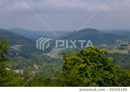 Water reservoir solina with a view of the dam. Bieszczady. Poland Water reservoir solina with a view of the dam. Bieszczady. Poland 95056169