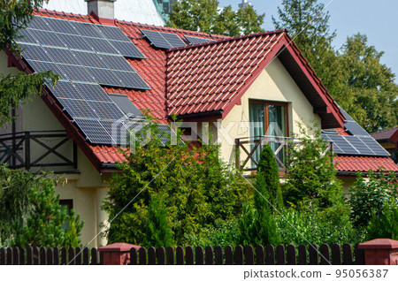 Historic farm house with modern solar panels Historic farm house with modern solar panels 95056387