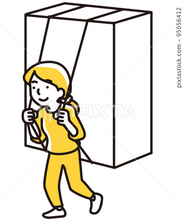 woman carrying a big box woman carrying a big box 95056412