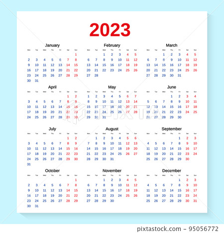 2023 annual calendar. Vector illustration 95056772