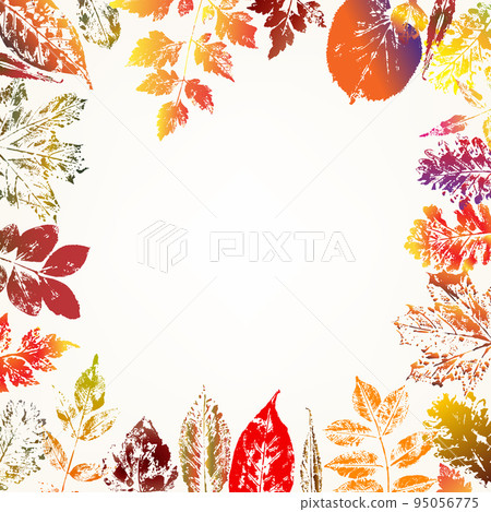 Autumn nature background with colorful leaves imprints. Vector illustration Autumn nature background with colorful leaves imprints. Vector illustration 95056775
