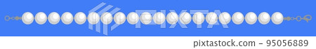 Pearl beads on bright blue background. 95056889