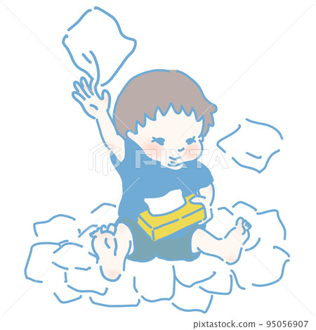 A boy who scatters tissues (modern color) A boy who scatters tissues (modern color) 95056907