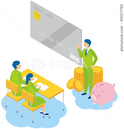 教授信用卡的年輕學生和教師 教授信用卡的年輕學生和教師 95057760