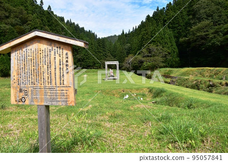 Kyoto city Hirogawara pine tree guide board, base and cypress Kyoto city Hirogawara pine tree guide board, base and cypress 95057841
