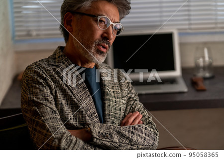 Cool businessman classical elegant appearance cafe customer service sitting Cool businessman classical elegant appearance cafe customer service sitting 95058365