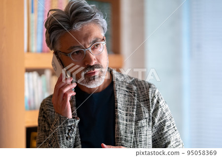 Cool business man classical elegant appearance cell phone smartphone Cool business man classical elegant appearance cell phone smartphone 95058369