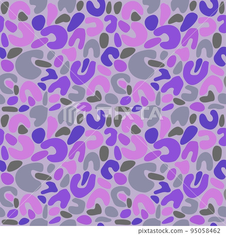 Abstract seamless spotted pattern. Pink and lilac spots on grey background. 95058462