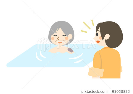 A caregiver discovering a bruise while bathing an elderly person 95058823