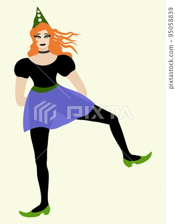 Vector isolated illustration of a sad redhead clowness. Vector isolated illustration of a sad redhead clowness. 95058839