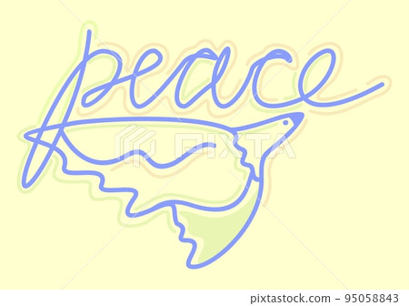 Vector isolated illustration of flying dove with lettering. Peace concept. Vector isolated illustration of flying dove with lettering. Peace concept. 95058843