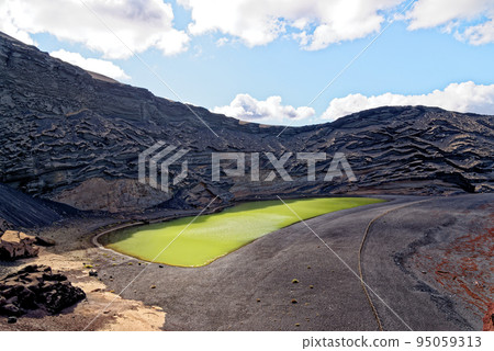 Green Lagoon - Lago de los Clicos - Lanzarote. Canary Islands Spain Green Lagoon - Lago de los Clicos - Lanzarote. Canary Islands Spain 95059313