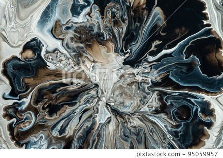 Abstract background from flowing colored liquid paints 95059957