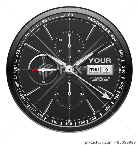 Realistic black grey metallic clock watch face chronograph luxury on white background vector Realistic black grey metallic clock watch face chronograph luxury on white background vector 95059989