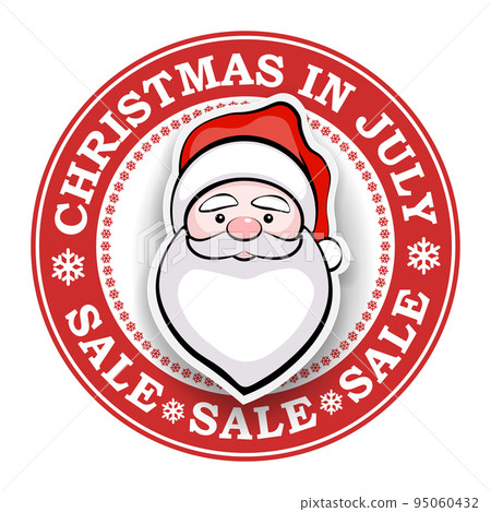 Print with Santa Claus face silhouette in red cap, snowflakes, design component Print with Santa Claus face silhouette in red cap, snowflakes, design component 95060432