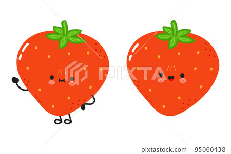 Cute funny strawberry character. Vector hand drawn cartoon kawaii character illustration icon. Isolated on white background. Strawberry character concept Cute funny strawberry character. Vector hand drawn cartoon kawaii character illustration icon. Isolated on white background. Strawberry character concept 95060438