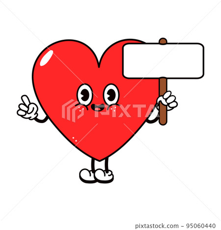 Cute funny heart with an inscription character. Vector hand drawn traditional cartoon vintage, retro, kawaii character illustration icon. Isolated on white background. Heart character 95060440
