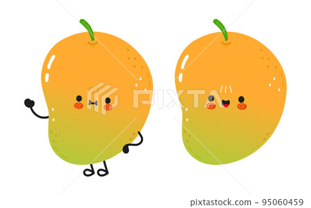 Cute funny mango character. Vector hand drawn cartoon kawaii character illustration icon. Isolated on white background. Mango character concept 95060459