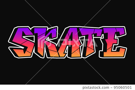 Skate word graffiti style letters. Vector hand drawn doodle cartoon logo skate illustration. Print for poster,t-shirt,tee,logo,sticker concept Skate word graffiti style letters. Vector hand drawn doodle cartoon logo skate illustration. Print for poster,t-shirt,tee,logo,sticker concept 95060501