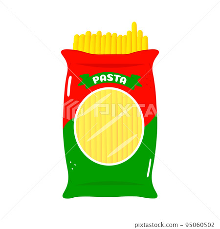 Cute funny spaghetti character. Vector hand drawn cartoon kawaii character illustration icon. Isolated on white background. Pasta character concept 95060502