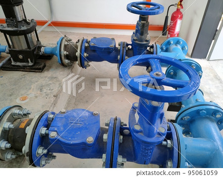 JOHOR, MALAYSIA -AUGUST 1, 2022: Pipe valve is used to control the quantity of water or liquid passing through a pipe. This valve is also used for pipe connections. JOHOR, MALAYSIA -AUGUST 1, 2022: Pipe valve is used to control the quantity of water or liquid passing through a pipe. This valve is also used for pipe connections. 95061059