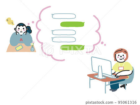 一名女學生想知道是否要諮詢 SNS 插圖材料的輔導員 95061316