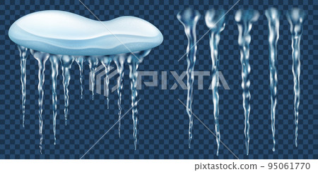 Snowdrift  and translucent icicles 95061770