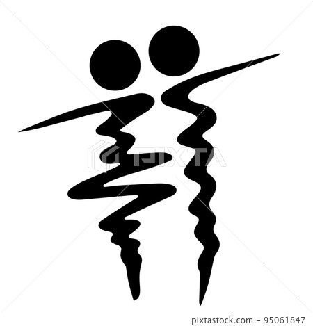 Silhouette of dancing couple isolated on a white background. Silhouette of dancing couple isolated on a white background. 95061847