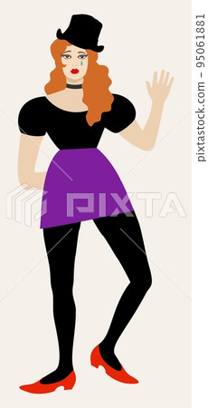 Vector isolated illustration of Columbine in cylinder hat. Vector isolated illustration of Columbine in cylinder hat. 95061881