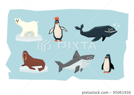 Arctic Animal with Penguin, Polar Bear, Walrus, Whale and Shark Vector Set Arctic Animal with Penguin, Polar Bear, Walrus, Whale and Shark Vector Set 95061936