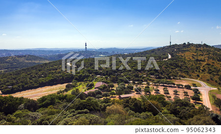 View of the city of Pretoria from TV tower in the hilly savannah of Gauteng province. View of the city of Pretoria from TV tower in the hilly savannah of Gauteng province. 95062343