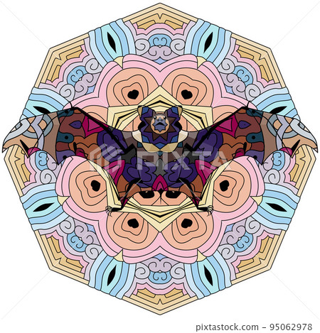 Silhouette of a flying bat. in the style of abstract hand drawing. Silhouette of a flying bat. in the style of abstract hand drawing. 95062978