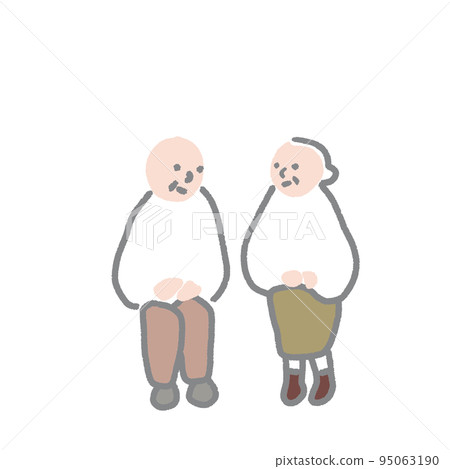 Old man sitting and talking couple couple friend senior simple 95063190