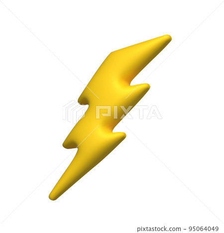 Lightning Sign Yellow Color. 3d vector icon. Cartoon minimal style 95064049
