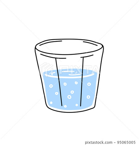 Glass of water. Refreshing drink. Doodle outline cartoon. Trendy modern illustration. Blue liquid cup Glass of water. Refreshing drink. Doodle outline cartoon. Trendy modern illustration. Blue liquid cup 95065005