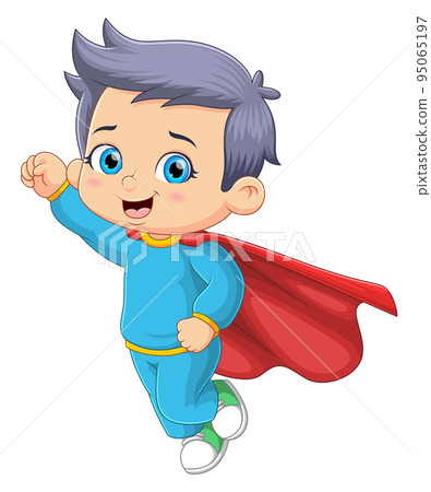 The superman is flying in the sky and having a strong power body 95065197