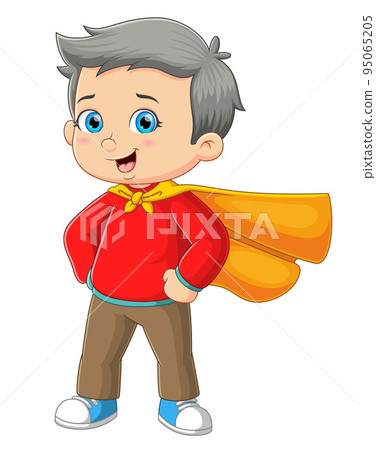 The strong little boy is wearing the cloak The strong little boy is wearing the cloak 95065205