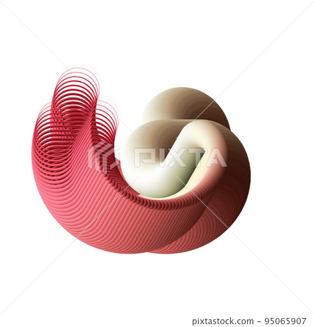 Abstract red beige 3D twisted shape element isolated on white background 95065907